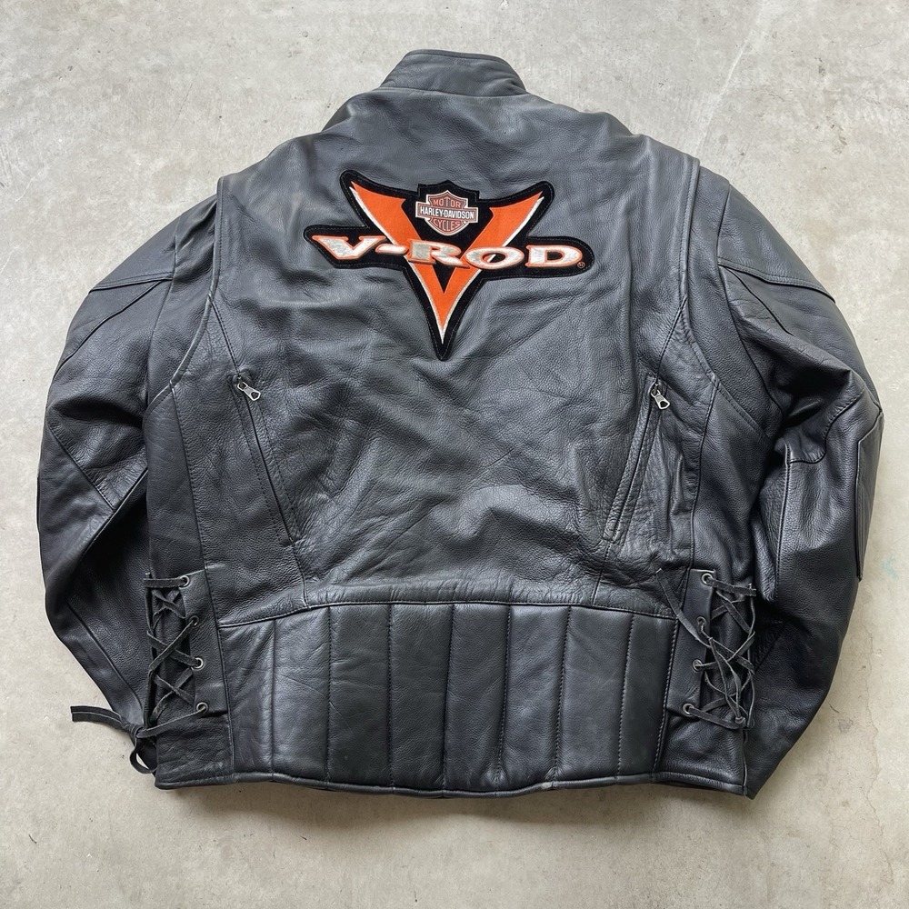 Rare VTG UNIK Ultra Harley Davidson‎ Leather Motorcycle Jacket 90s Black SZ 50